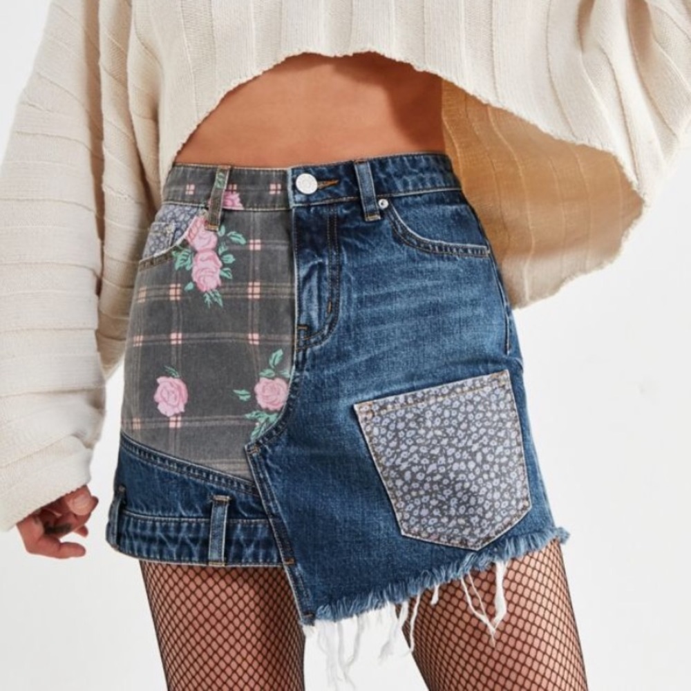 Urban Outfitters BDG mismatch print jean skirt